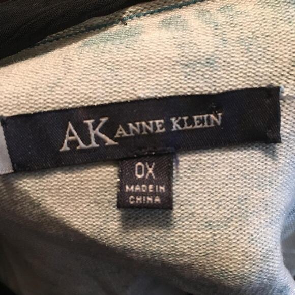 Anne Klein Peacock Print Silk-Cotton-Nylon Ruffle Neck Cardigan Sweater 0X NWT - Picture 8 of 10